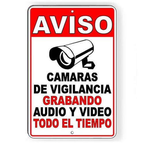 Home Yard Security - Vintage Metal Tin Sign Spanish Security