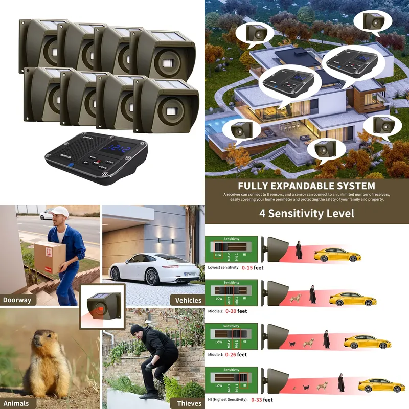 Home Security Usa - Outdoor Solar - Powered Wireless Driveway