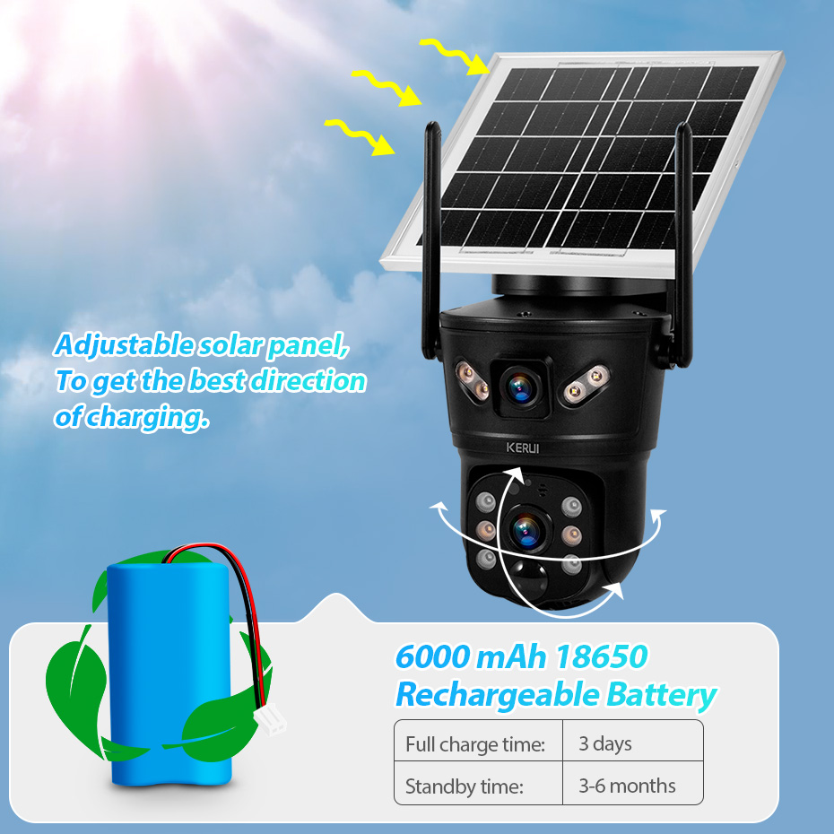 KERUI 6MP 4G SIM WiFi Solar Ca - Home Security No Wifi Needed recension och pris