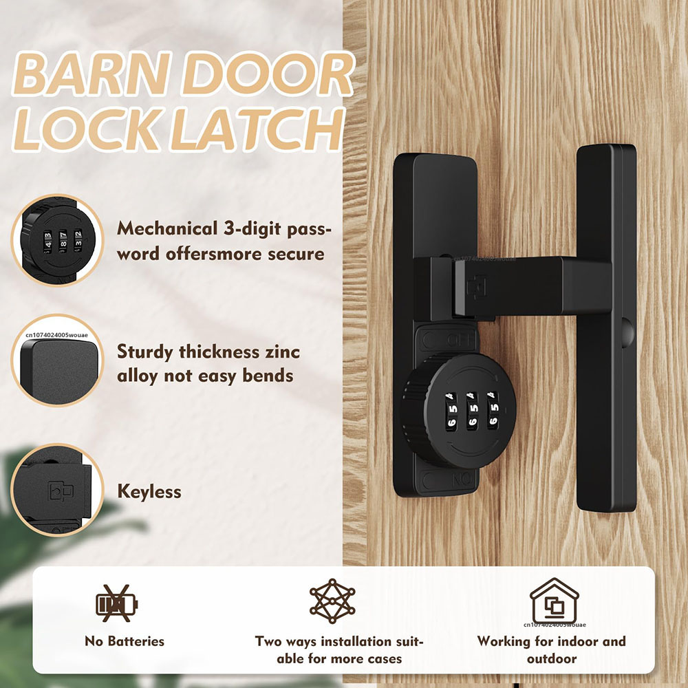 Security Barn Door Lock 3-Digi - Home Security Locks For Doors recension och pris