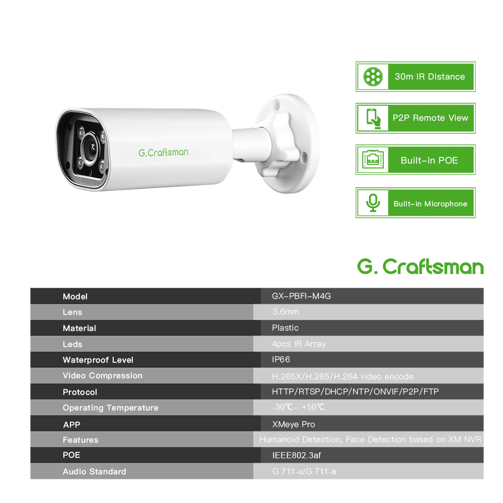 C GC PB 4MP POE IP Camera,Buil - Home Security Brand recension och pris