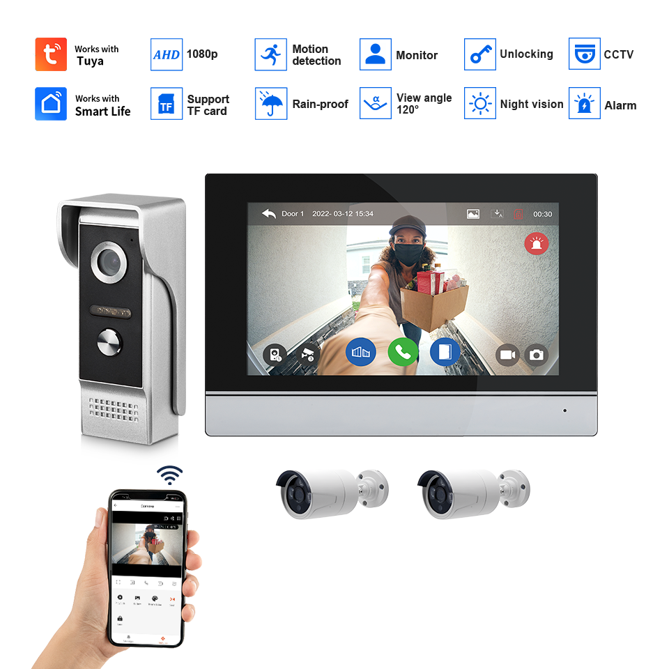 7Inch IPS Screen 2MP  Tuya Rem - Home Security No Wifi Needed recension och pris