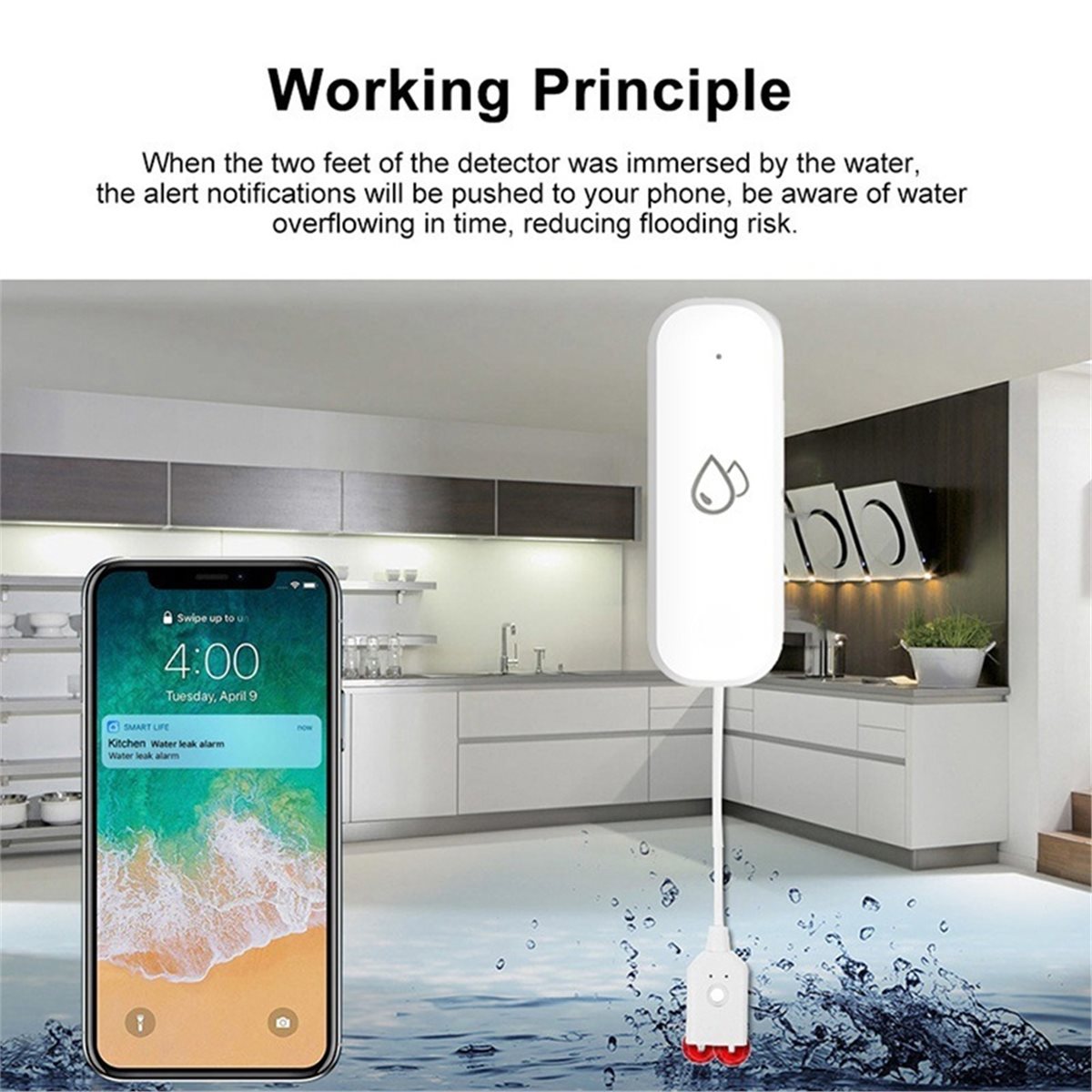 Compatible ZigBee Water Leak S - Home Security Usa recension och pris